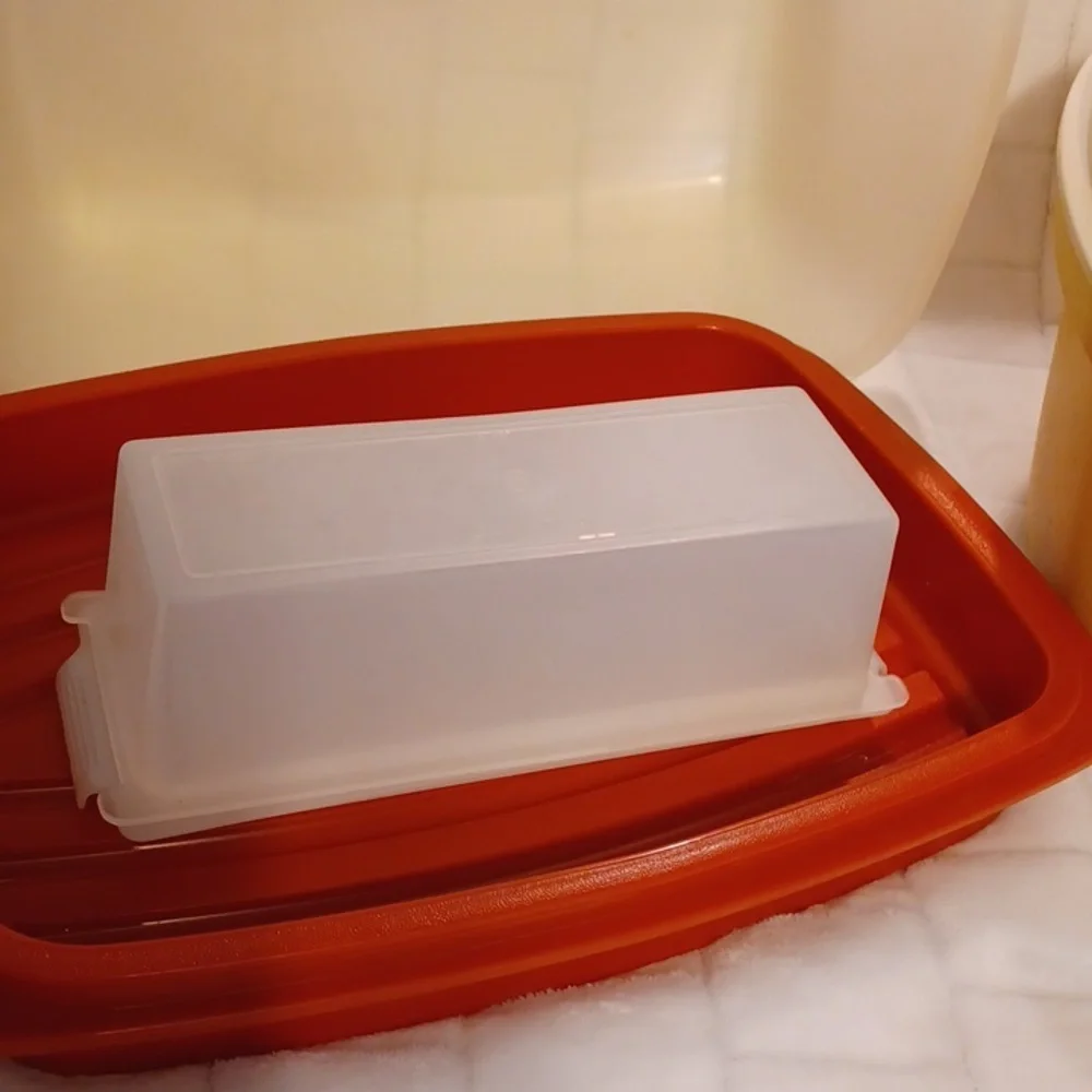 Tupperware butter keeper. Vegetables steamer and meat keeper